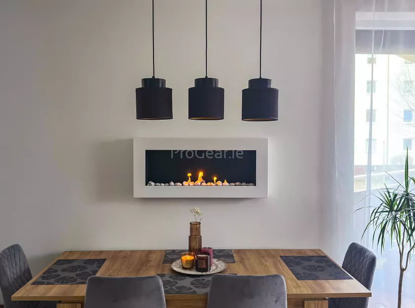 Wall-Mounted Bioethanol Fireplace – 900×400 mm BOX, Textured Matte White