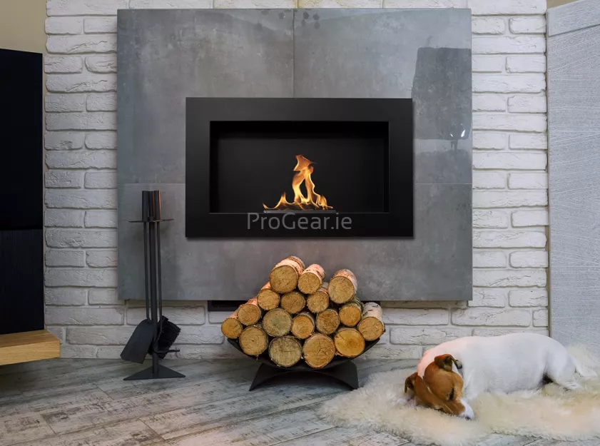 Wall-mounted bio fireplace 650×400 mm – black textured matte finish