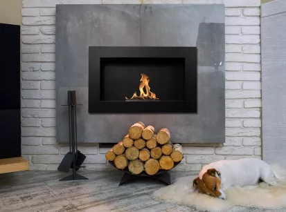 Wall-mounted bio fireplace 650×400 mm – black textured matte finish