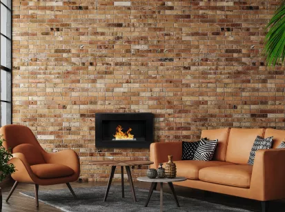 Wall-Mounted Bioethanol Fireplace – 650×400 mm BOX, Matte Black with Glass