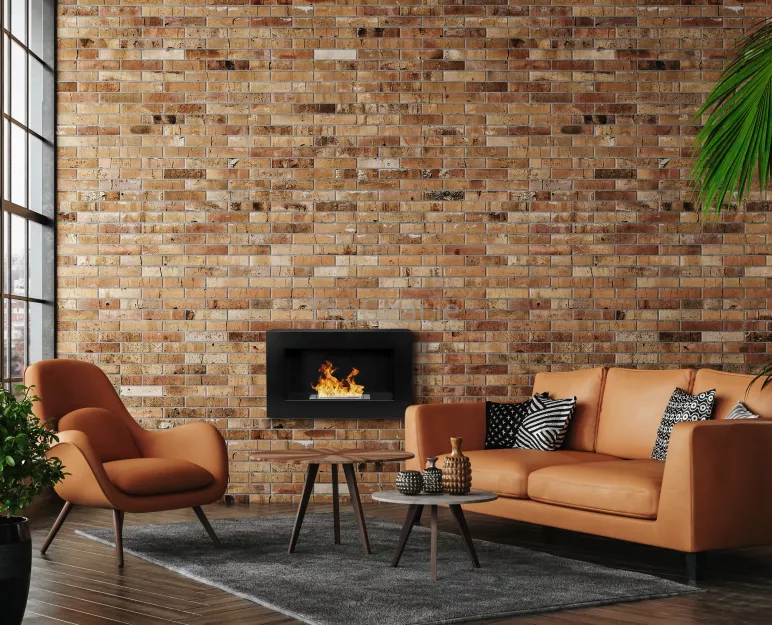 Wall-Mounted Bioethanol Fireplace – 650×400 mm BOX, Matte Textured Black