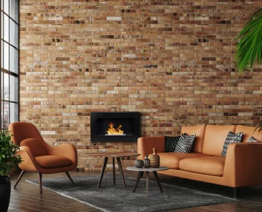 Wall-Mounted Bioethanol Fireplace – 650×400 mm BOX, Matte Textured Black