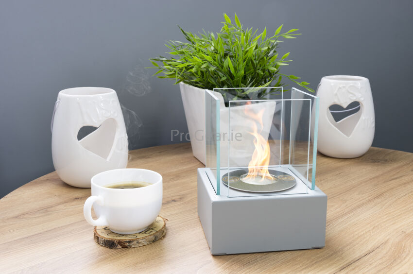 Smart Freestanding Bioethanol Fireplace – Matte Grey Structured