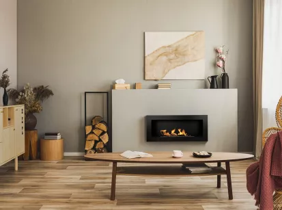 Wall-Mounted Bioethanol Fireplace – 900×400 mm BOX, Matte Textured Black