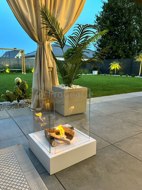 Sunset Garden – Freestanding Bioethanol Fireplace (Matte White)